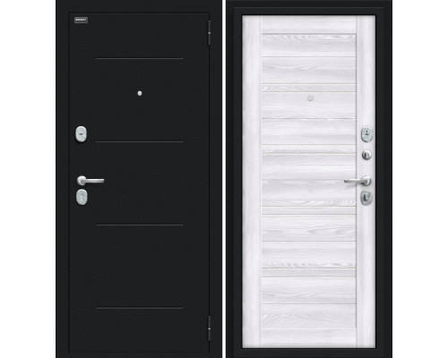 Дверь входная металлическая «Сити Kale» Букле черное/Riviera Ice