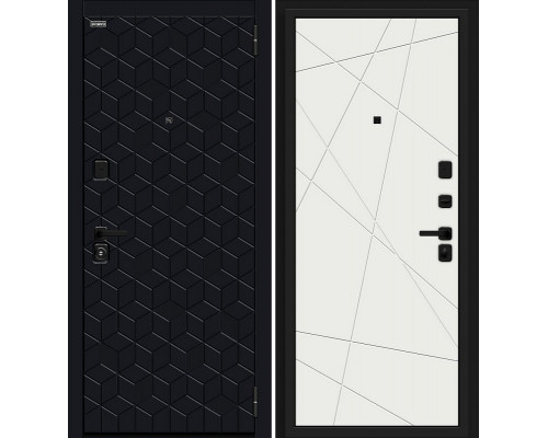 Дверь входная металлическая «Кьюб» (RBE) Total Black/Super White