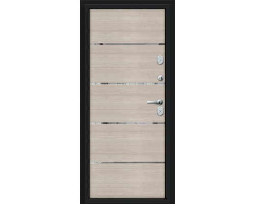 Дверь входная металлическая «Thermo Лайн» Букле черное/Cappuccino Veralinga