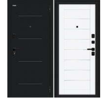 Дверь входная металлическая «Техно/SBlack» Букле черное/White Silk