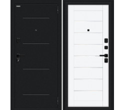 Дверь входная металлическая «Техно/SBlack» Букле черное/White Silk