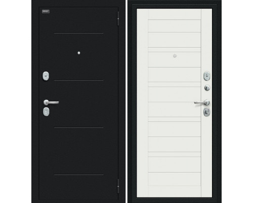 Дверь входная металлическая «Сити Kale» Букле черное/Off-white