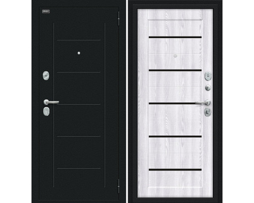 Дверь входная металлическая «Борн» Букле черное/Riviera Ice