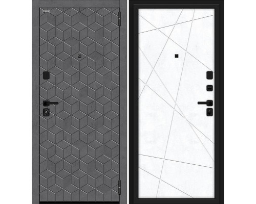 Дверь входная металлическая «Кьюб/SBlack» Slate Art/Snow Art