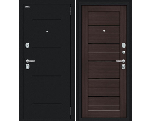 Дверь входная металлическая «Техно Kale» Букле черное/Wenge Veralinga