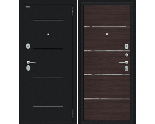 Дверь входная металлическая «Лайн» Букле черное/Wenge Veralinga