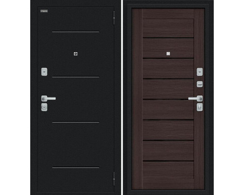 Дверь входная металлическая «Техно/BChrome» Букле черное/Wenge Melinga