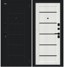 Дверь входная металлическая «Борн/SBlack» Букле черное/Bianco Melinga