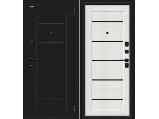 Дверь входная металлическая «Борн/SBlack» Букле черное/Bianco Melinga