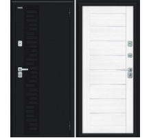 Дверь входная металлическая «Thermo-2 Техно Декор-2» Букле черное/Snow Melinga