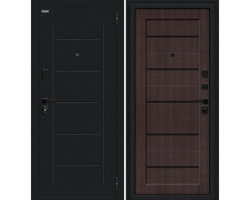 Дверь входная металлическая «Борн/SBlack» Букле черное/Wenge Melinga