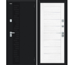 Дверь входная металлическая «Thermo-2 Техно Декор-2» Букле черное/Snow Melinga