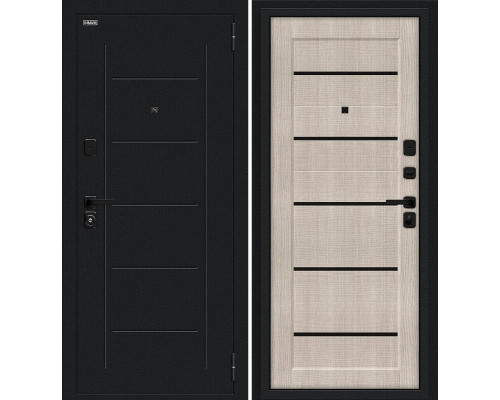 Дверь входная металлическая «Борн/SBlack» Букле черное/Cappuccino Melinga