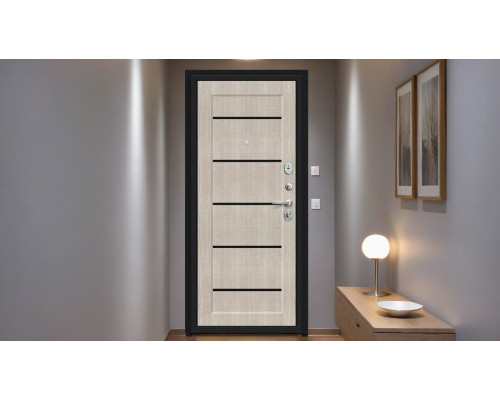 Дверь входная металлическая «Борн» Букле черное/Cappuccino Melinga