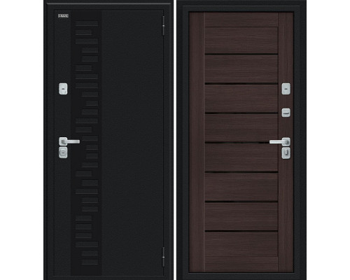 Дверь входная металлическая «Thermo-2 Техно Декор-2» Букле черное/Wenge Veralinga