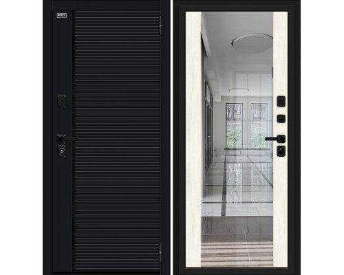 Дверь входная металлическая «Лайнер-3» Total Black/Nordic Oak