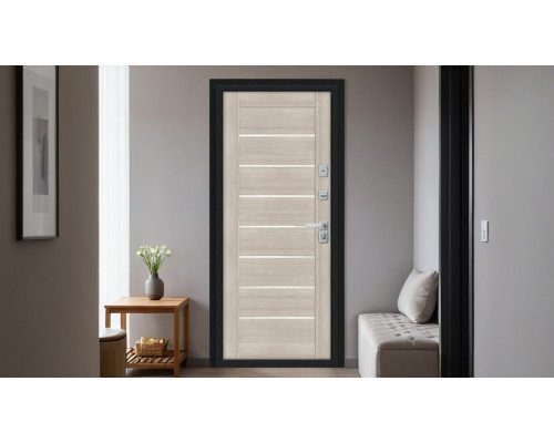 Дверь входная металлическая «Thermo-2 Техно Декор-2» Букле черное/Cappuccino Veralinga