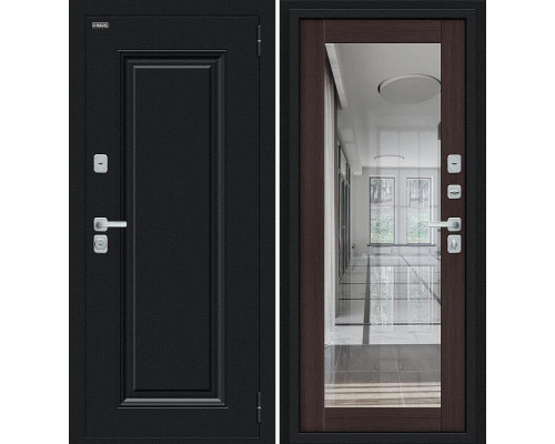 Дверь входная металлическая с терморазрывом «Thermo Флэш МФ/BChrome» Букле черное/Wenge Melinga