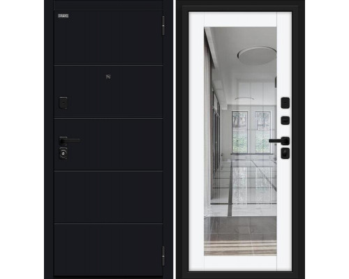 Дверь входная металлическая «Флэт/SBlack» Shell/White Silk