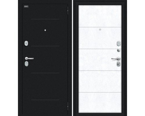 Дверь входная металлическая «Граффити-1» Букле черное/Snow Art