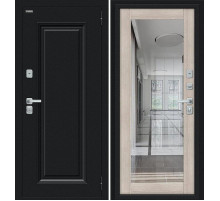 Дверь входная металлическая с терморазрывом «Thermo Флэш МФ/BChrome» Букле черное/Cappuccino Melinga