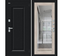 Дверь входная металлическая с терморазрывом «Thermo Флэш МФ/BChrome» Букле черное/Cappuccino Melinga