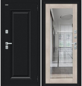 Дверь входная металлическая с терморазрывом «Thermo Флэш МФ/BChrome» Букле черное/Cappuccino Melinga