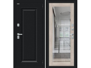 Дверь входная металлическая с терморазрывом «Thermo Флэш МФ/BChrome» Букле черное/Cappuccino Melinga