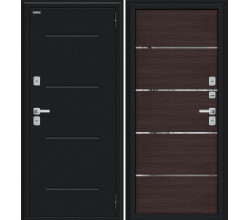 Дверь входная металлическая с терморазрывом «Thermo Лайн/BChrome» Букле черное/Wenge Melinga