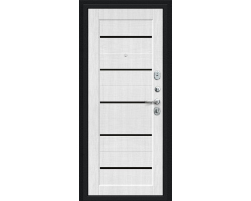 Дверь входная металлическая «Борн» Букле черное/Snow Melinga