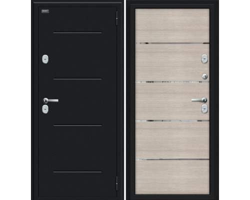 Дверь входная металлическая «Thermo Лайн» Букле черное/Cappuccino Veralinga