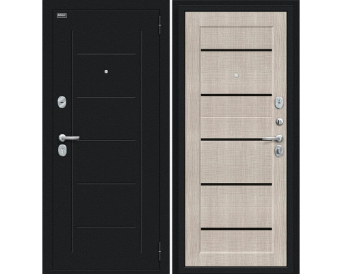 Дверь входная металлическая «Борн» Букле черное/Cappuccino Melinga