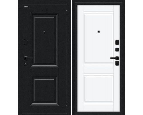 Дверь входная металлическая «Некст МФ/SBlack» Букле черное/White Silk