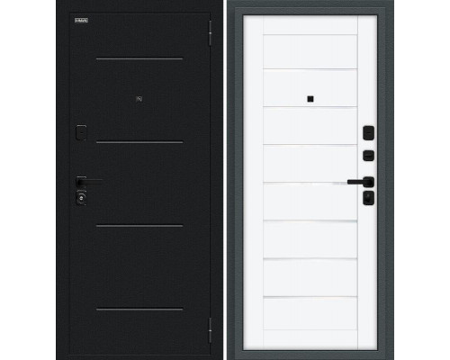 Дверь входная металлическая «Техно/SBlack» Старк антрацит/White Silk