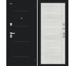 Дверь входная металлическая «Техно/BChrome» Букле черное/Bianco Melinga