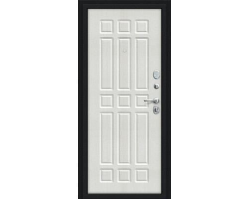 Дверь входная металлическая «Мило 104.52» Букле черное/Bianco Veralinga