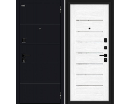 Дверь входная металлическая «Прайд» Total Black/Snow Melinga
