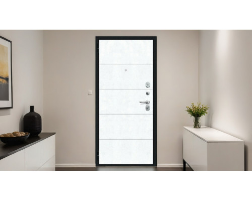 Дверь входная металлическая «Граффити-1 Инсайд» Букле черное/Snow Art