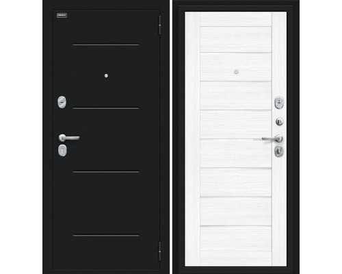 Дверь входная металлическая «Техно» Букле черное/Snow Melinga