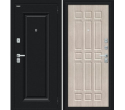 Дверь входная металлическая «Мило МФ/BChrome» Букле черное/Cappuccino Melinga