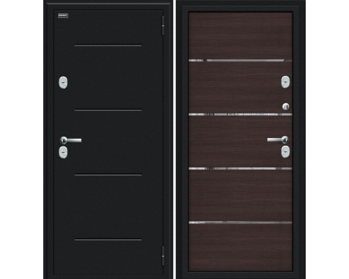 Дверь входная металлическая «Thermo Лайн» Букле черное/Wenge Veralinga