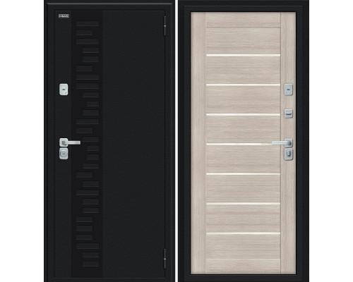 Дверь входная металлическая «Thermo-2 Техно Декор-2» Букле черное/Cappuccino Veralinga