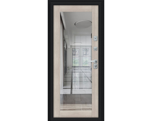 Дверь входная металлическая «Thermo-2 Флэш Декор-2» Букле черное/Cappuccino Veralinga