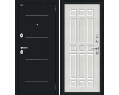Дверь входная металлическая «Мило 104.52» Букле черное/Bianco Veralinga