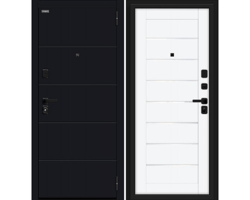 Дверь входная металлическая «Прайм/SBlack» Black Shell/White Silk