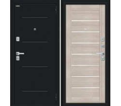 Дверь входная металлическая «Техно/BChrome» Букле черное/Cappuccino Melinga