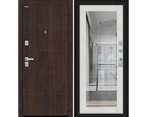 Дверь входная металлическая «Флэт/BChrome» Almon/Bianco Melinga