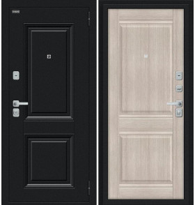 Дверь входная металлическая «Некст МФ/BChrome» Букле черное/Cappuccino Melinga