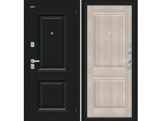 Дверь входная металлическая «Некст МФ/BChrome» Букле черное/Cappuccino Melinga