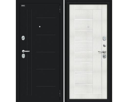 Дверь входная металлическая «Проф» Букле черное/Bianco Veralinga